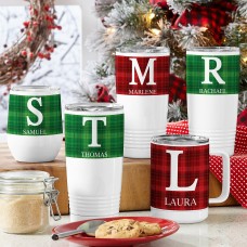 Plaid Initial Insulated Drinkware (20oz Tumbler)