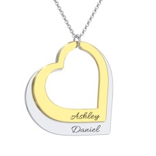 Two Hearts As One Name Necklace (Gold)