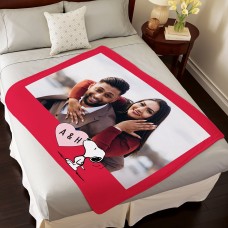 Valentine's Snoopy™ Heart Initials Photo Plush Blanket