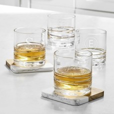 Golden Reflection Engraved Whiskey Glass (Set Of 2)