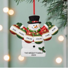 Holly Jolly Snowman Family Ornament