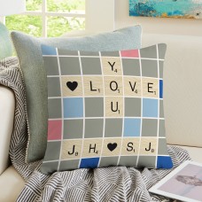 Initial Hearts Throw Pillow