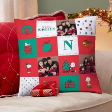 PEANUTS Holiday Quilt Pattern Throw Pillow
