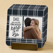 Greatest Hero Photo Wood Coaster (Coaster w/Holder)