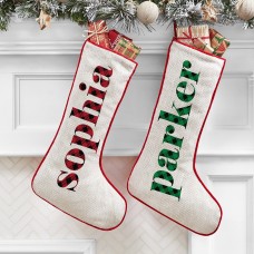 New Simply Plaid Name Stocking
