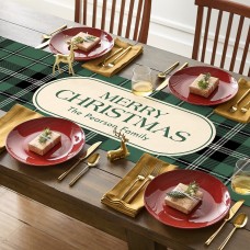 New Green Plaid Table Runner