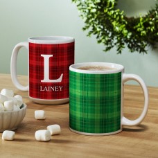 New Plaid Initial Mug