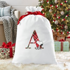 New PEANUTS Snoopy Plaid Initial Oversized Gift Bag