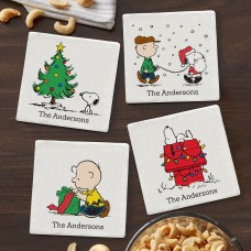 New PEANUTS Holiday Scene Marble Coasters