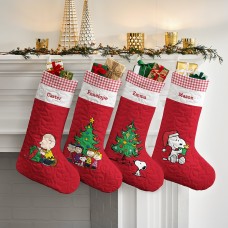 New PEANUTS Holiday Scene Quilted Stocking