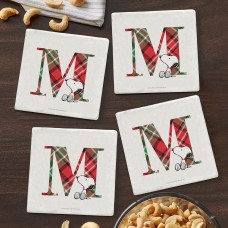 New PEANUTS Snoopy Plaid Initial Marble Coasters