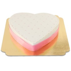 White Deluxe Valentine's Heart Cake Topper Â€“ Various Ribbon Colors (Medium (10 Slices))