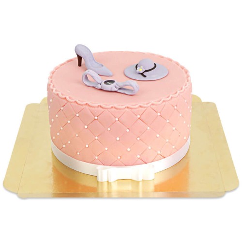 Deluxe Mode Cake with colorful decorations and white ribbon (Small (18 cm (12 slices)))