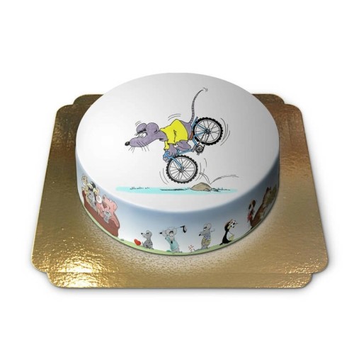 Mouse with bicycle (Small (18 cm(6-8 slices)))