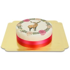 Deer cake and its flower crown (Small(18 cm))