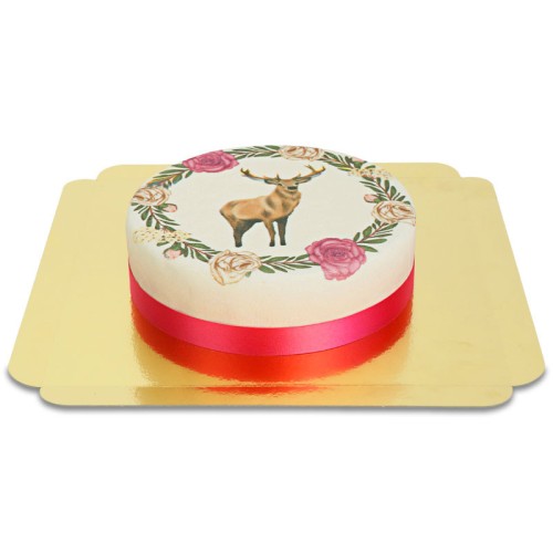 Deer cake and its flower crown (Small(18 cm))