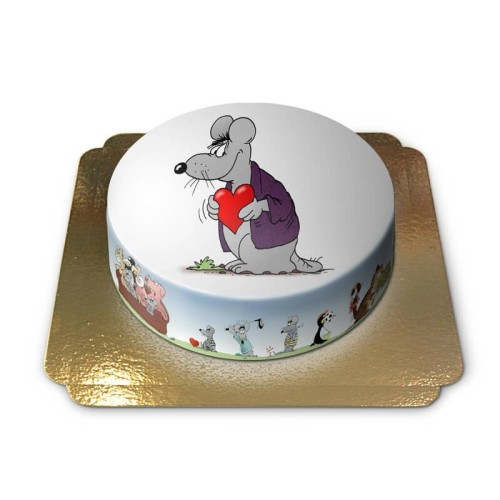 Mouse with heart in hands (Small (18 cm (6 - 8 parts)))