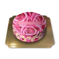 Cake decorated with roses (Small (18 cm (6 - 8 parts)))