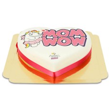 Chubby Unicorn "Mom Wow" heart-shaped cake (Medium ((25×24 cm)10 slices))