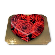 Heart Shaped Red Rose Cake (Medium ((25 × 24 cm) 10 shares))