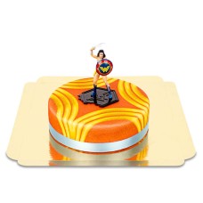 Wonder Woman On Red Cake Superpowers (Small (6-8 Slices))