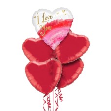 Geode Watercolour Love Heart Balloon Bouquet