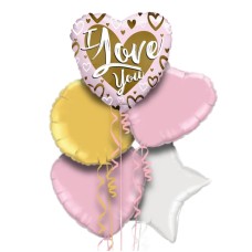 Pink and Gold I Love You Balloon Bouquet