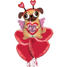 Pugs & Kisses Shape Foil Balloon Bouquet