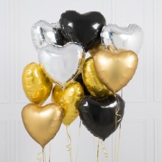 Glitz and Glam Hearts Inflated Foil Balloon Bunch