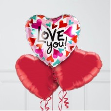 Love You Abstract Print Inflated Foil Balloon Bunch