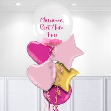 Pink Personalised Mother's Day Bubble Balloon Bunch
