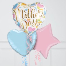 Pastel Rainbow Mother's Day Hearts Inflated Foil Balloon Bunch