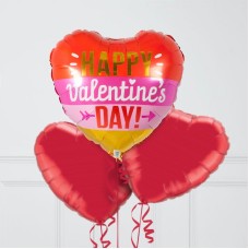 Striped Happy Valentine's Day Hearts Inflated Foil Balloon Bunch