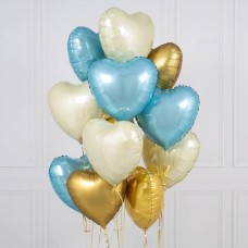 Ten Baby Blue Hearts Foil Balloons