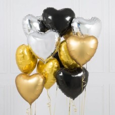 Ten Glitz and Glam Hearts Foil Balloons