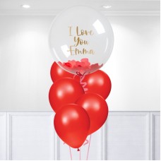 Red-Heart Confetti Bubble Personalised Bunch