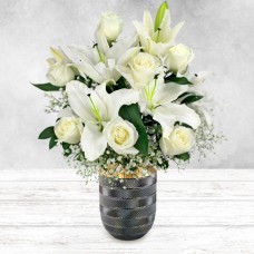 White Rose & Lily (No Vase)