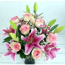 Pink Rose And Lily