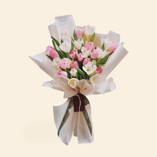 Pink & White Tulip Bouquet