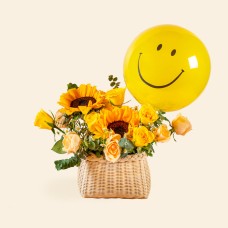 Happy Sunshine Fresh Flower Basket