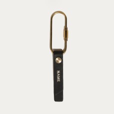 ana tomy Leather & Brass Keyring in Ebony