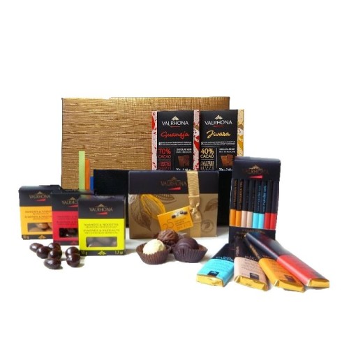 Gold chocolate box with Valrhona chocolate