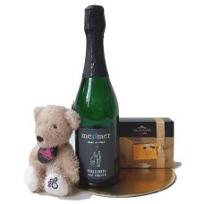 Champagne, chocolates and a bear