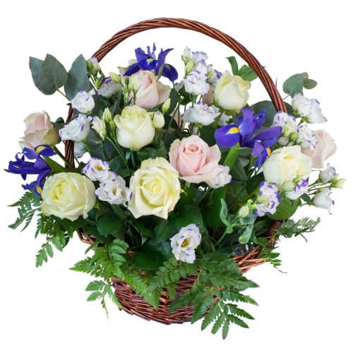 basket of pink and cream roses (Standard)