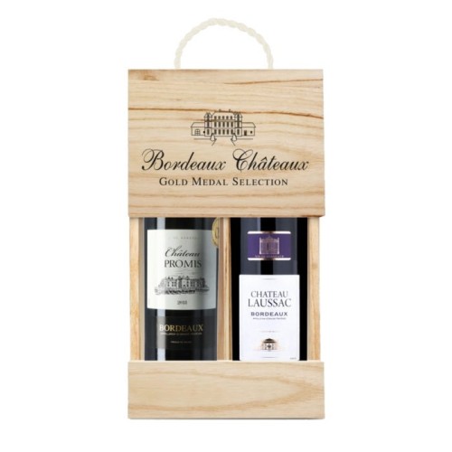 Gold Medal Selection Bordeaux (Ch. Laussac & Promis) 2 x 75cl in Wooden Gift Box