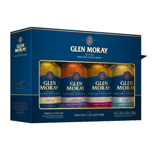 Glen Moray, Classic Range Tasting Collection of Scotch Single Malt Whiskies, Giftbox Includes 4x5cl