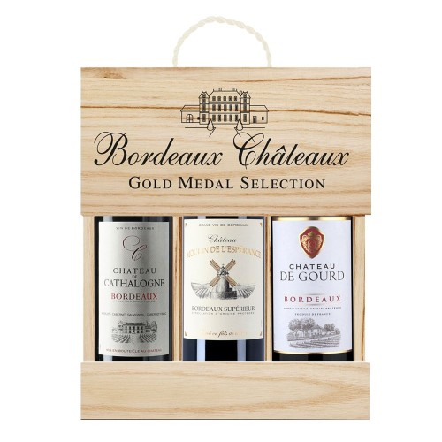 Gold Medal Selection Bordeaux 3 x 75cl in Wooden Gift Box