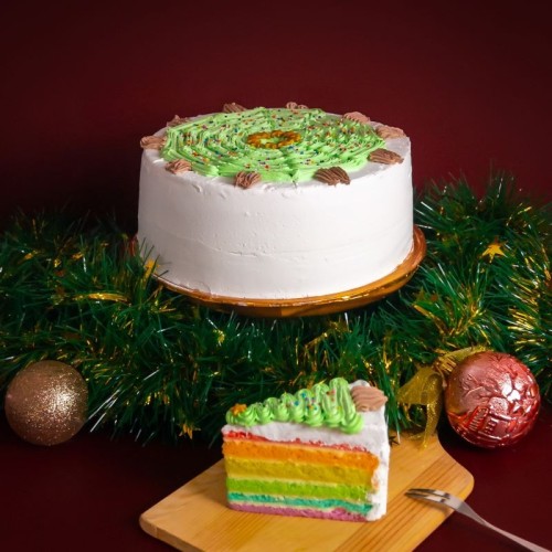 Holiday Joy Rainbow Cake