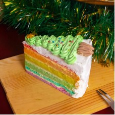 Holiday Joy Rainbow Cake (Slice)