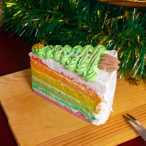 Holiday Joy Rainbow Cake (Slice)